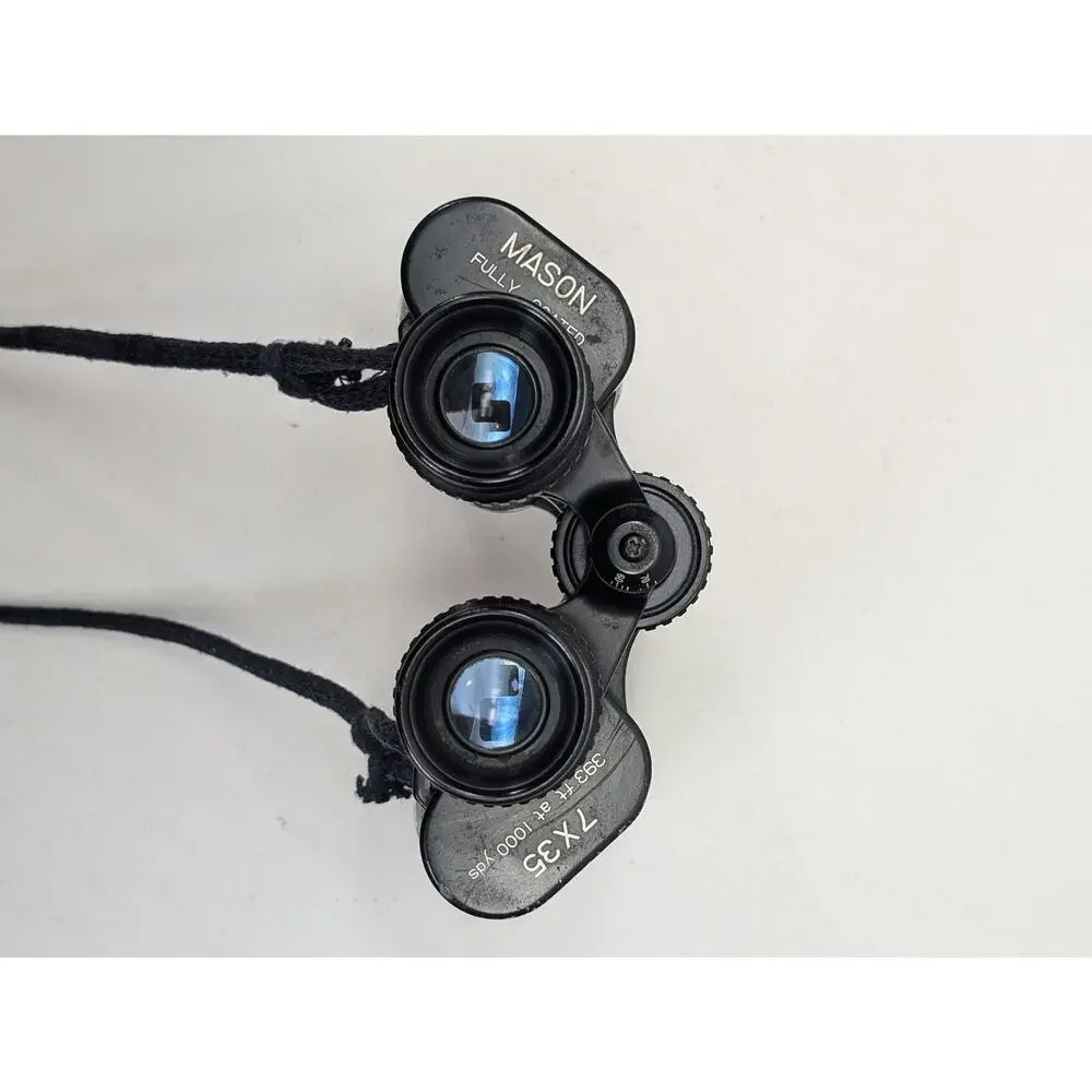 Vintage Mason 7x35 Binoculars Fully Coated Optics‎ Black 393ft at 1000yds Strap
